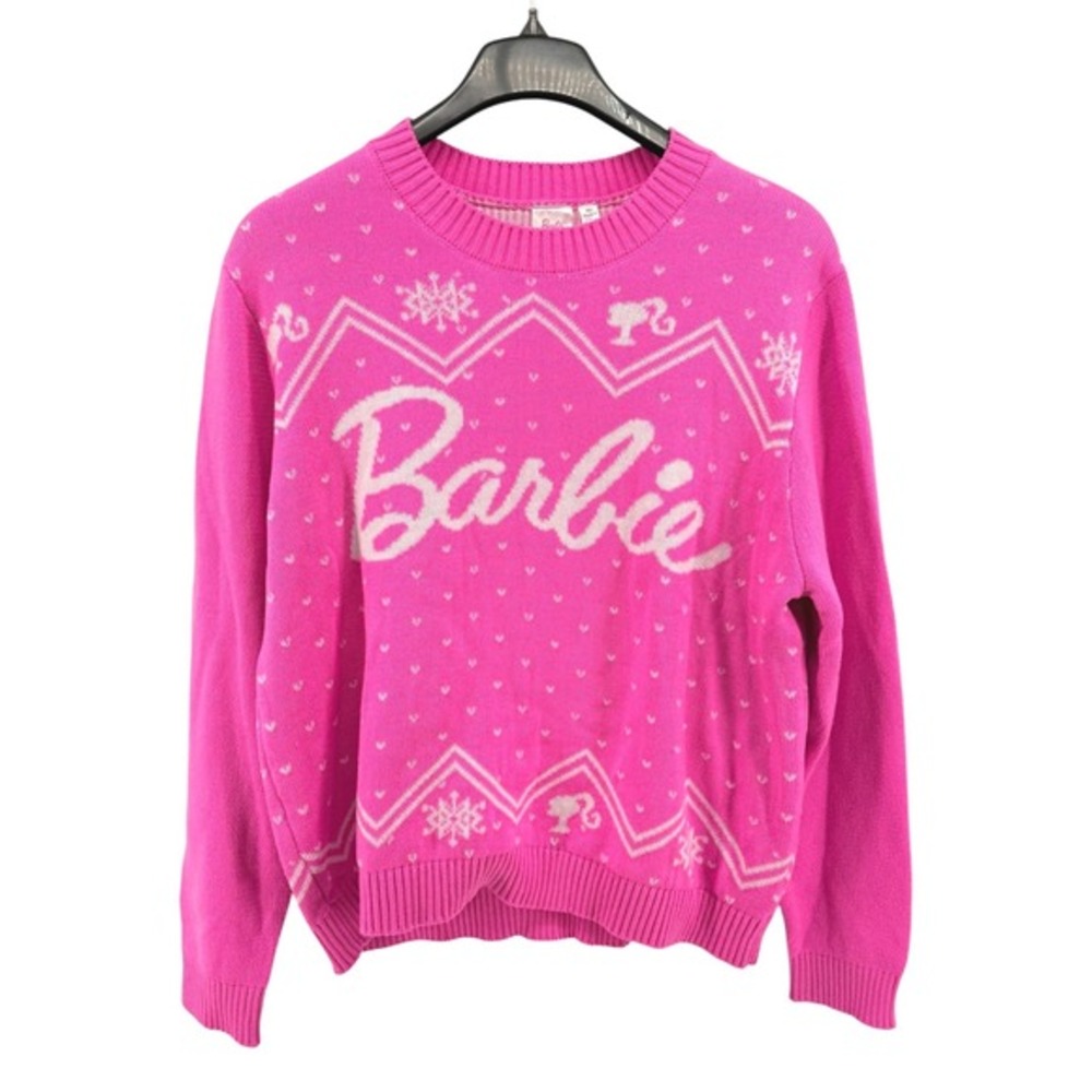 Barbie Knit Sweater Womens Medium Pre-Owned Sweater Hot Pink Pullover Barbiecore